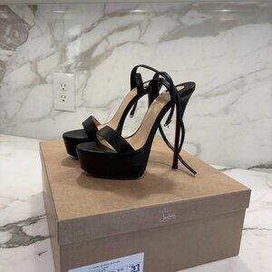 Christian Louboutin Loubi Queen Alta 150 Black Leather